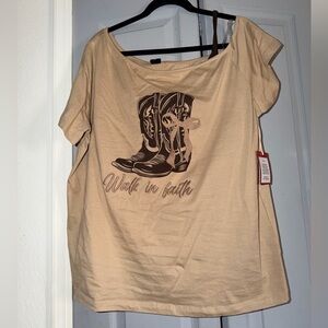 👢NWT 2 pc Walk In Faith Graphic Women's Top size XL